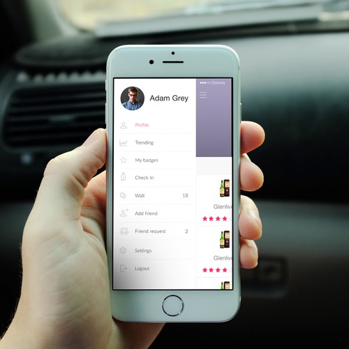 Rate Whiskey app design(Menu)