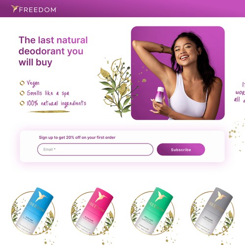 Landing Page Design - Freedom Deodorant