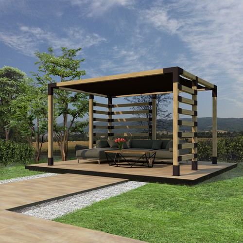 The design is of  pergola brackets and the pergolas themselves