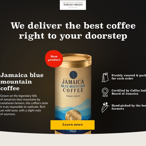 Website concept for coffee company