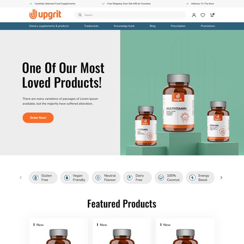 Upgrit - Supplements company website