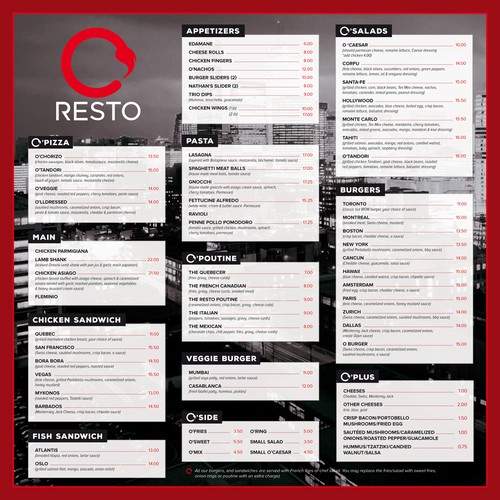 Menu design for O-resto