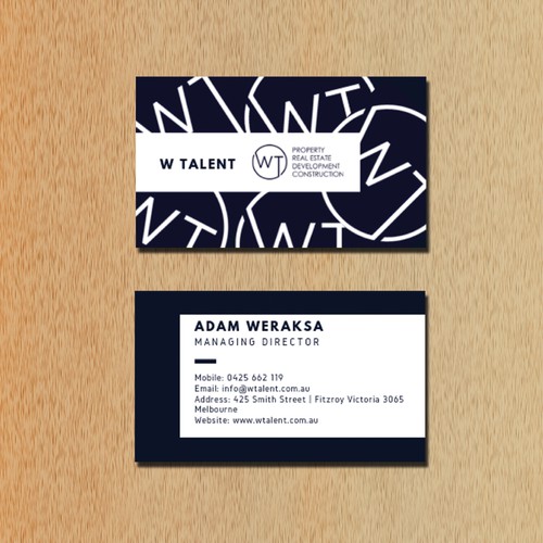 Clean & Edgy business card for W Talent
