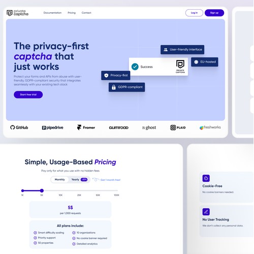 Privacy-first CAPTCHA Landing Page