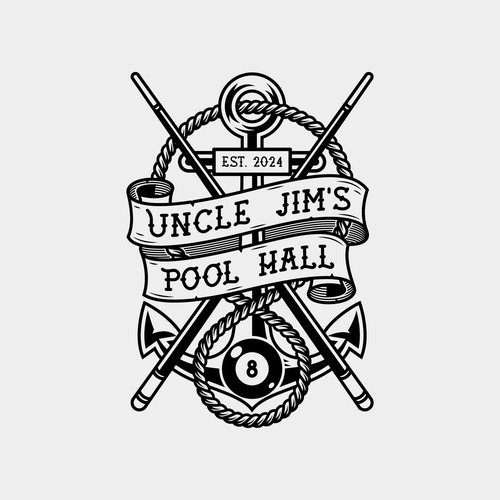 Logo concept for Uncle Jim’s Pool Hall
