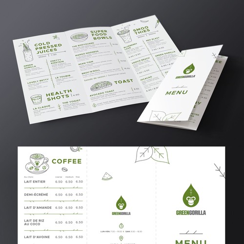 Menu for healthy cafes “Green Gorilla” in Switzerland