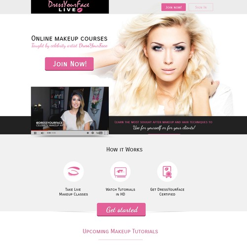 New Landing Page for Online Makeup Tutorial Company