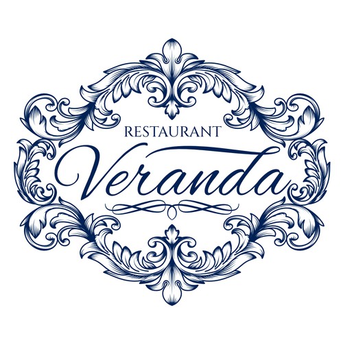 Beautiful Vintage Baroque Ornament Logo for Veranda Restaurant