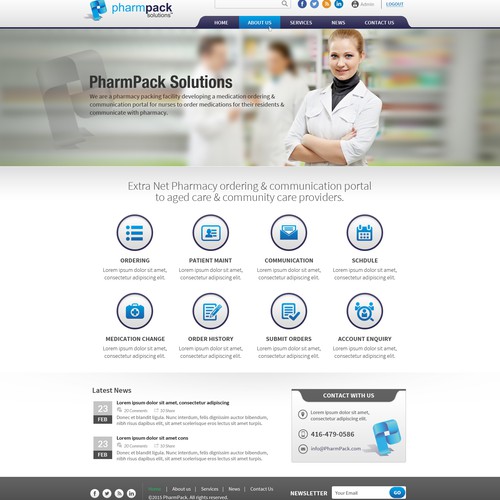 Home Page Design Concept For PharmPack or PharmPack Solutions