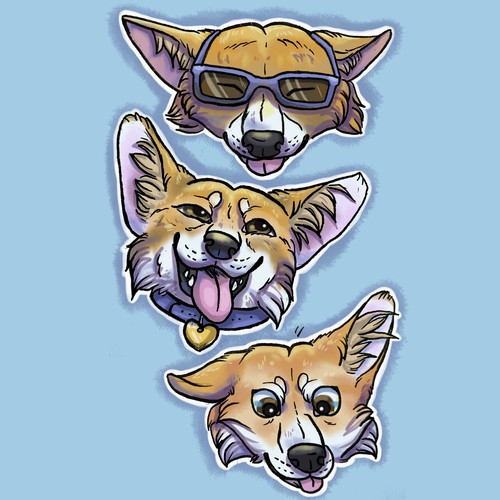 Corgi Expressions Illustration
