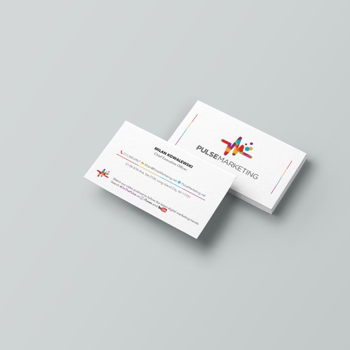 Eye-catching business card design for "Pulse Marketing"