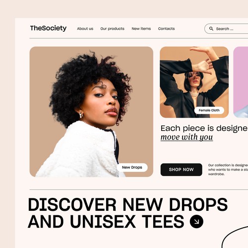 TheSociety - modern fashion e-commerce website design