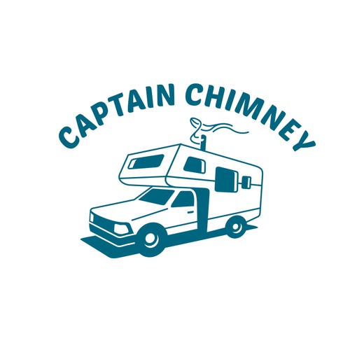 modern Logo for chimney sweep who drives a Toyota Winnebago RV with a chimney on it