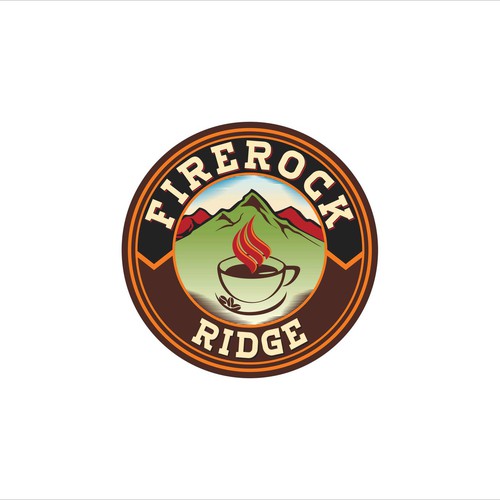 Create a picturesque coffee logo for FireRock Ridge