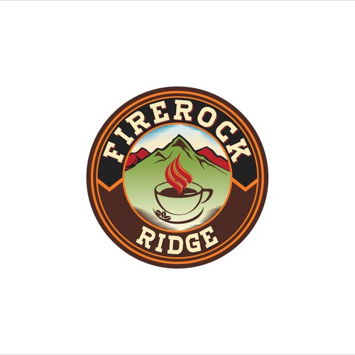 Create a picturesque coffee logo for FireRock Ridge