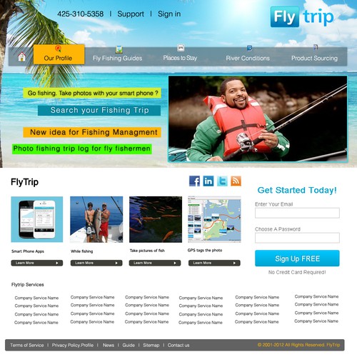 Create the next website design for FlyTrip