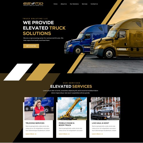Elevated Truck Solutions: Premium Logistics & Industrial Landing Page