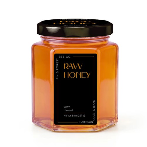 Modern black and gold label for honey