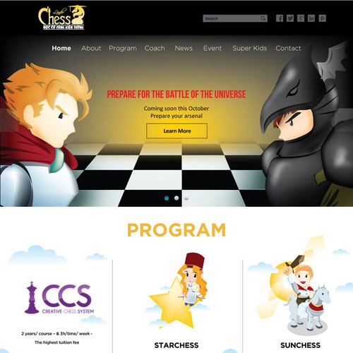 Creative website design of chess education for kids