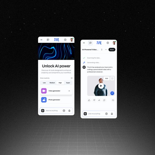 AI Creativity Platform Mobile App Design