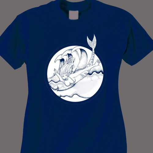 Create a beautiful Mermaid for a T-Shirt for a Surf Shop in Maui