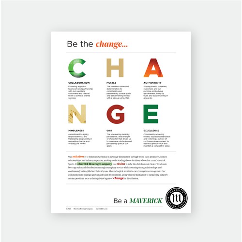Values poster for Beverage Distribution Company
