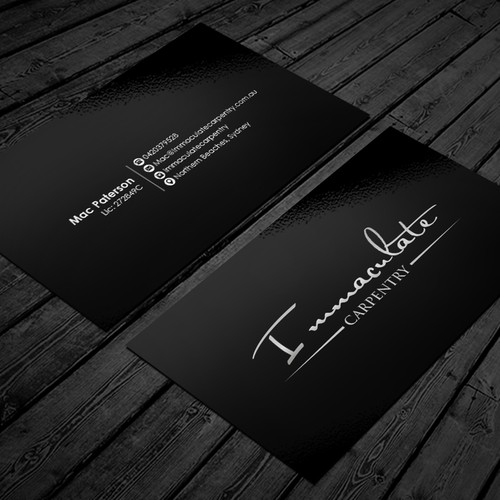 Design a stylish, sleek, modern business card for our Carpentry Company