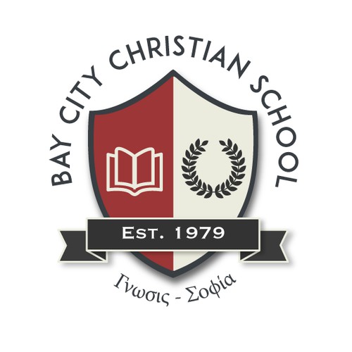 Create a modern school crest with traditional Christian & academic ideals