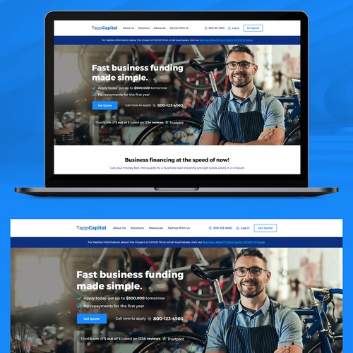 Sleek Web Page Design For Business Loan Capital Company