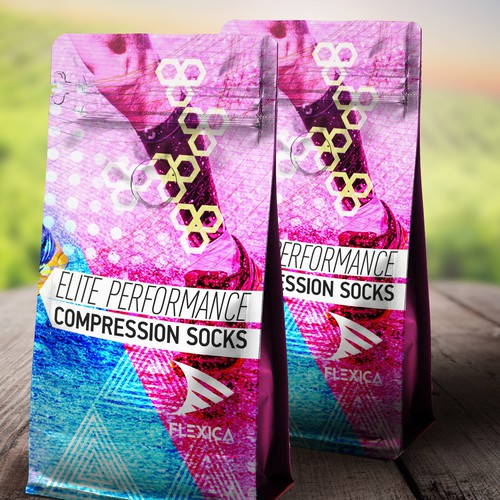 Modern packaging design for sports compression socks