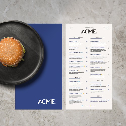 ACME Gourmet cafe menu 