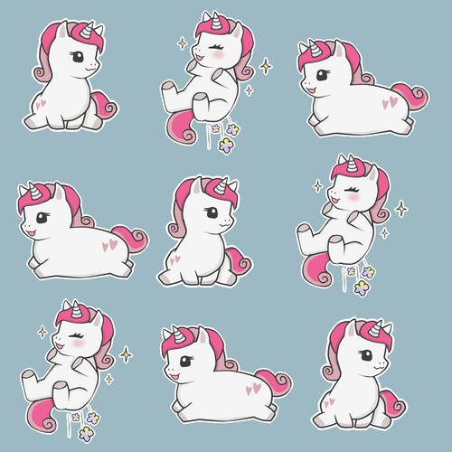 A chubby unicorn mascot