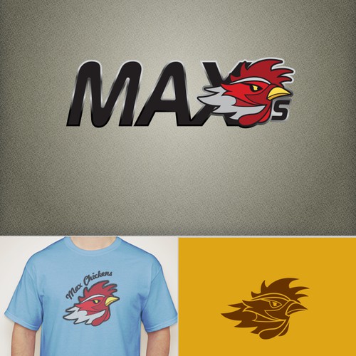 Push ups ... MAX CHICKENS! Create a fun brand which represents the term Max Chickens.