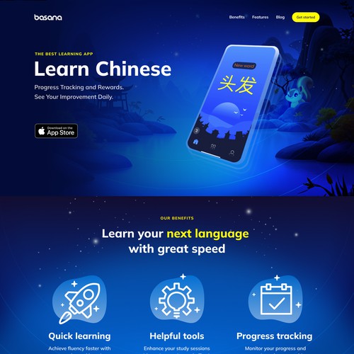 Website design for language learning app