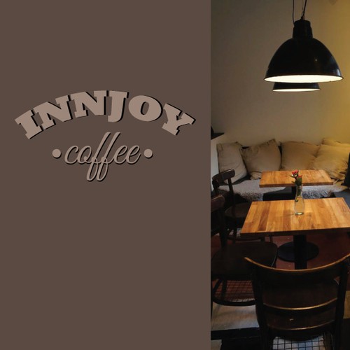 Illustrate brushstroke, vintage, seal logo for coffee shop