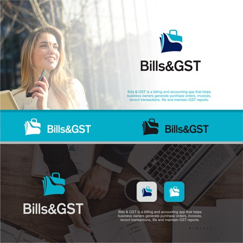 Design a logo for an accounting app that helps merchants with invoices, tax and transactions.