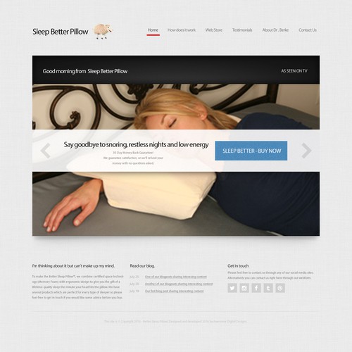 Concept Website Design for Better Sleep Pillow