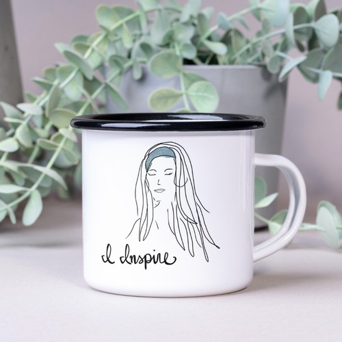 Illustration for female empowerment enamel mug
