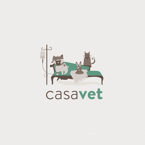 funny logo for a Vet. Their mascots feel like  to be at home.