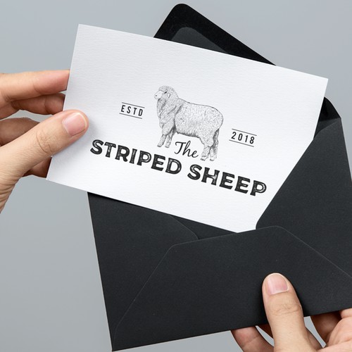  vintage logo for The Striped Sheep