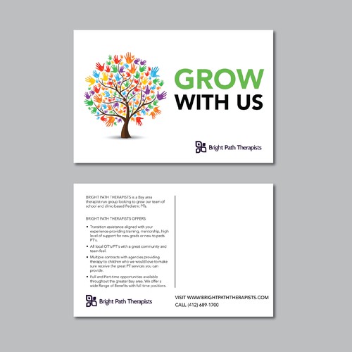 "Grow with Us" Recruiting Postcard Design