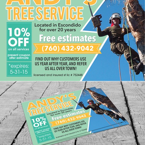 Redesign postcard for tree company