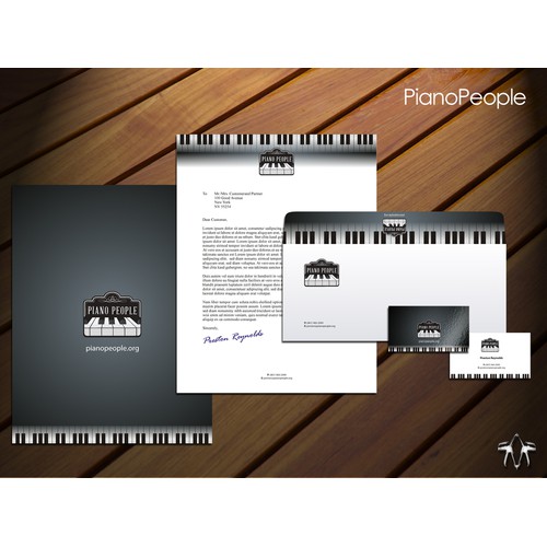 New stationery (business cards, letterhead, envelopes, "thank you" cards) for PianoPeople.org - Open to Genius :)