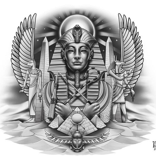 Egyptian style tattoo illustration