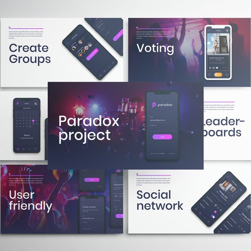 Powerpoint Pitch Deck template design for Paradox