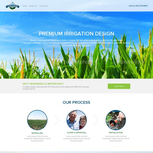 Create a beautiful and immersive website design for Maxwell Irrigation