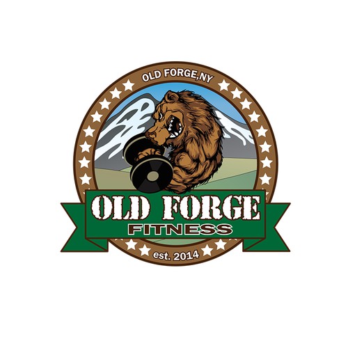 Create a strong, captivating logo for Old Forge Fitness