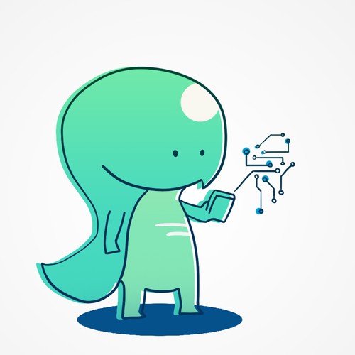 Cute Brainy Dinosaur Character for AI Analysis