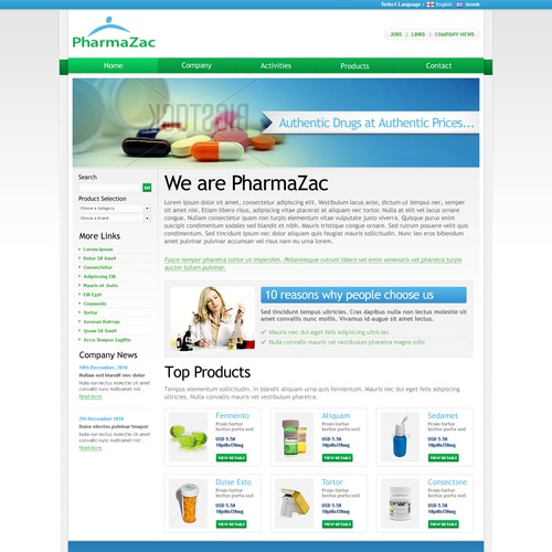 Website for a Pharmaceutical Company