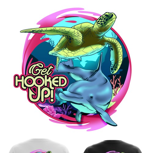 t-shirt design for hooked up 